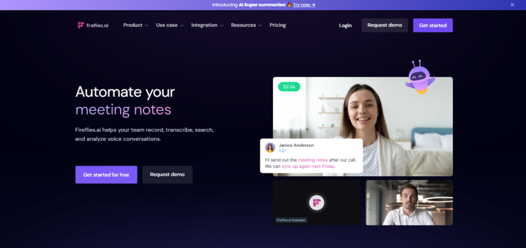 fireflies-ai-homepage-screenshot