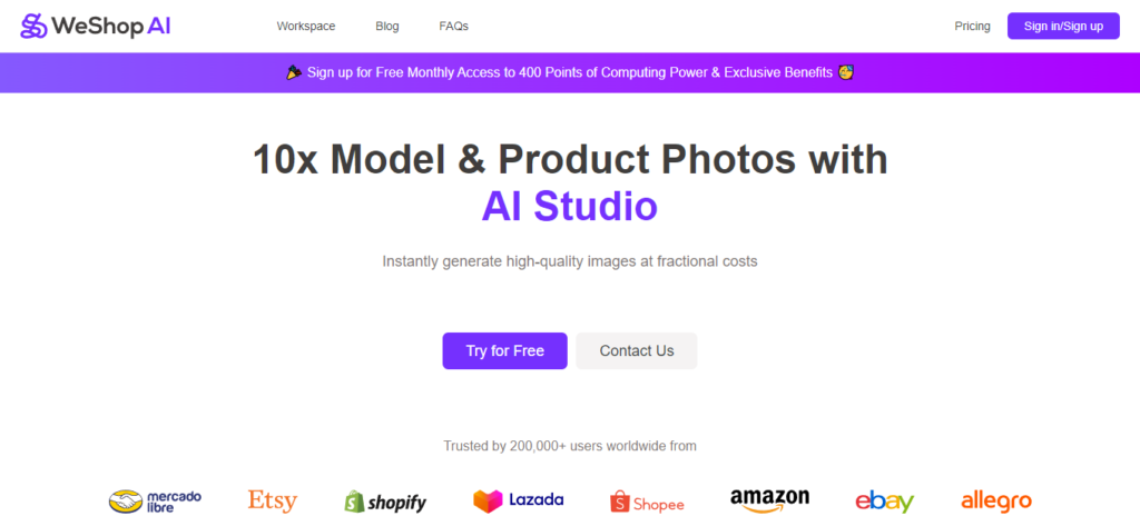 weshop ai homepage